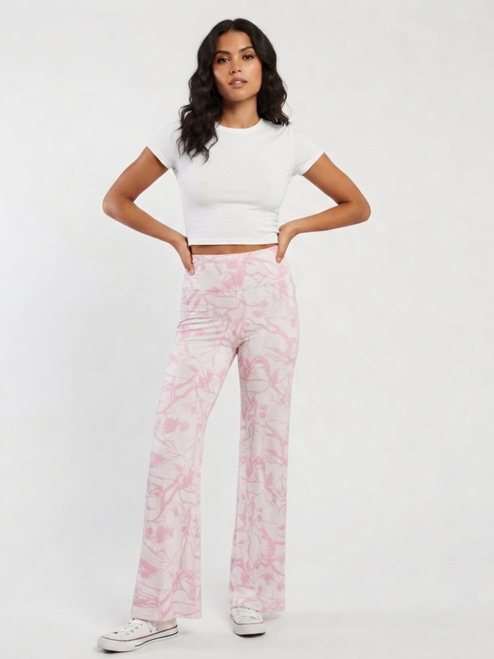 Faded Rose Flare Leggings Pants